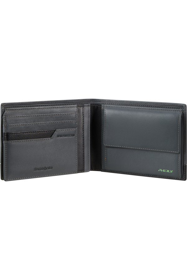 Carteira Porta-Moedas de Homem em Pele 10 Cartões 2 Porta-Notas e RFID Cinzenta - PRO-DLX 6 SLG | Samsonite