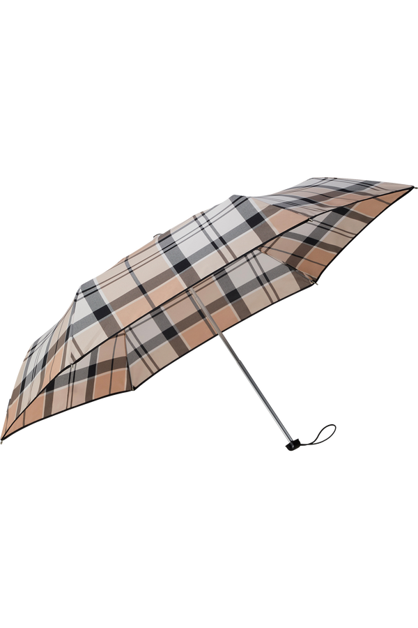 Guarda-Chuva Mini Desdobrável Manual Xadrez Bege - Alu Drop S | Samsonite