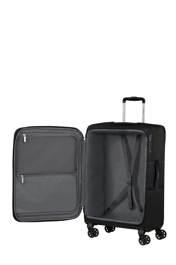 Mala de Viagem Média 67cm Expansível 4 Rodas Preto - Base Breeze | Samsonite