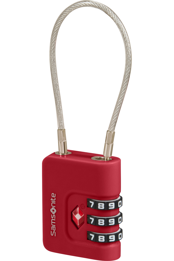 Cadeado com Cabo de Aço Vermelho - Acessórios de Viagem | Samsonite
