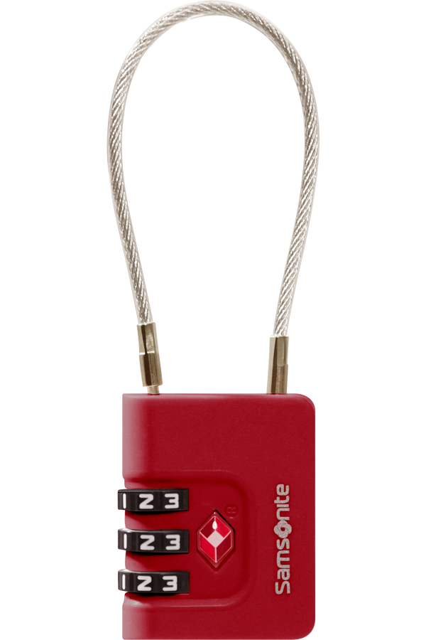 Cadeado com Cabo de Aço Vermelho - Acessórios de Viagem | Samsonite