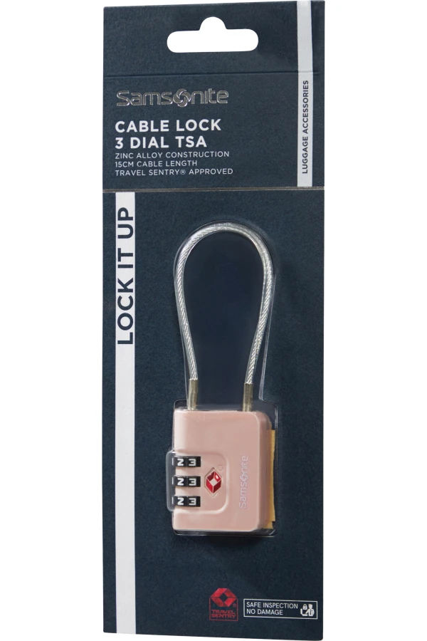 Cadeado com Cabo de Aço Rosa - Acessórios de Viagem | Samsonite