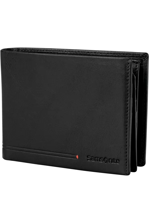 Carteira de Homem em Pele para 7 Cartões com Porta-Moedas Preta - Simpla SLG | Samsonite