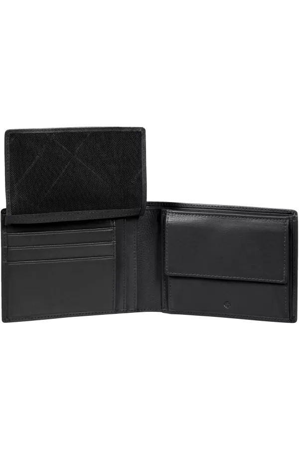 Carteira de Homem em Pele para 7 Cartões com Porta-Moedas Preta - Simpla SLG | Samsonite