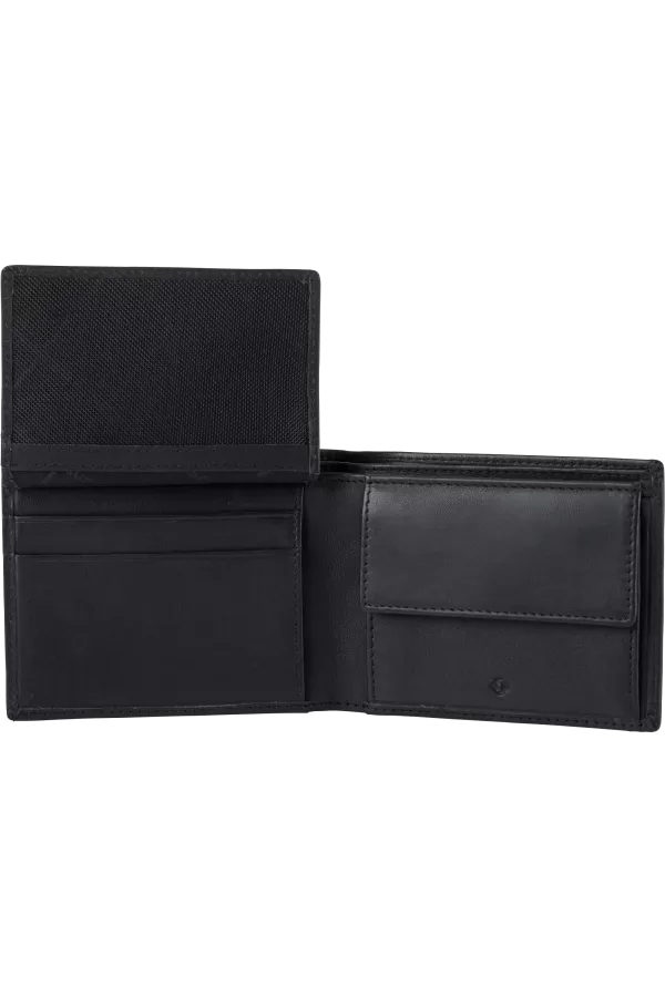 Carteira de Homem em Pele para 4 Cartões com Porta-Moedas Preta - Simpla SLG | Samsonite
