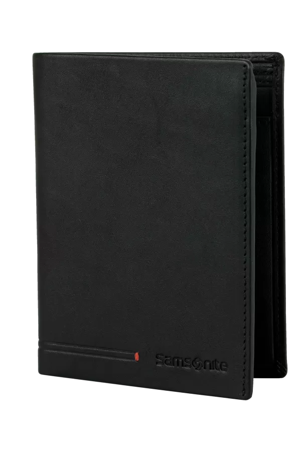Carteira de Homem em Pele para 4 Cartões com Porta-Moedas Preta - Simpla SLG | Samsonite