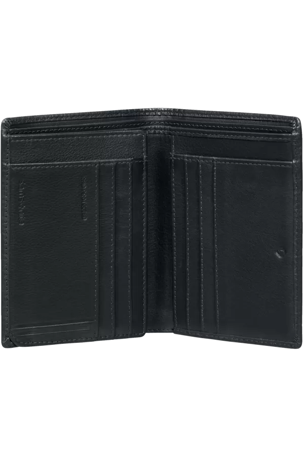 Carteira Vertical para 6 Cartões c/ 2 Porta Notas Preta - Double Leather Slg | Samsonite