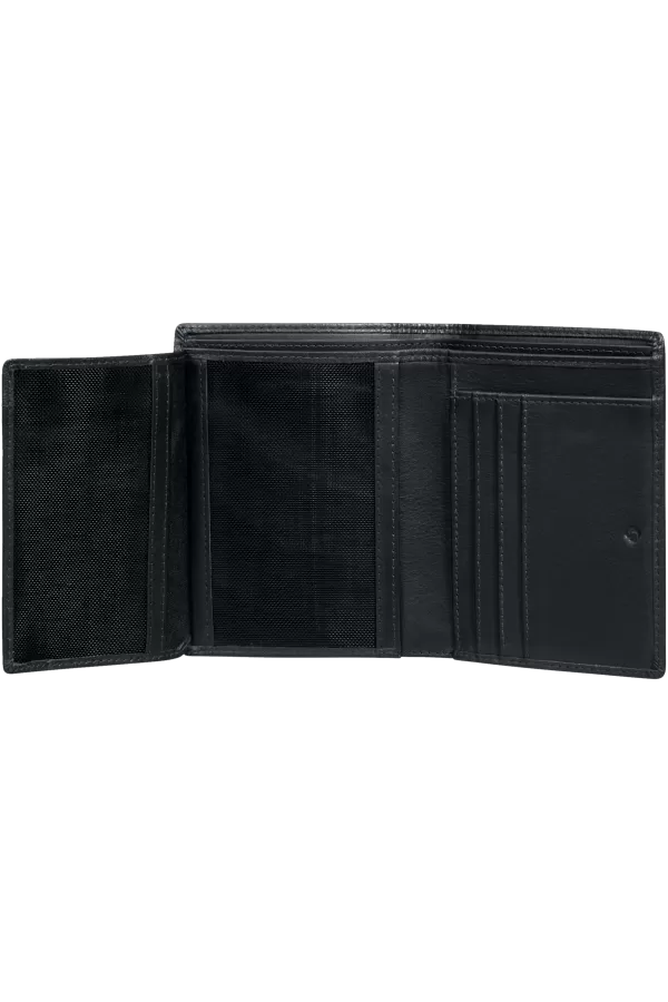 Carteira Vertical para 6 Cartões c/ 2 Porta Notas Preta - Double Leather Slg | Samsonite